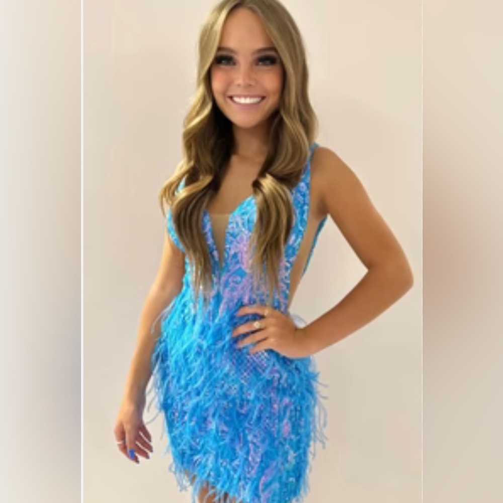 Homecoming/Prom Short Sequin Feathered Dress NEW